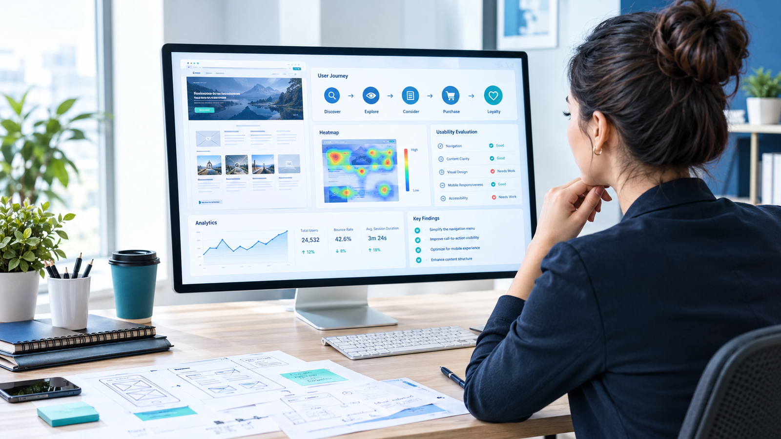 UX audit checklist showing website usability, user journey, and interface improvements.